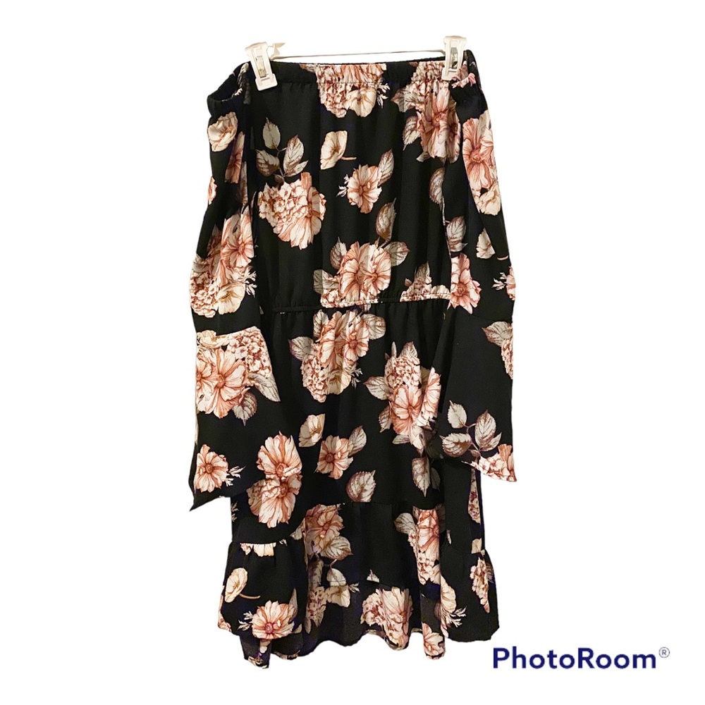 Xhilaration dress, large, black with pink floral